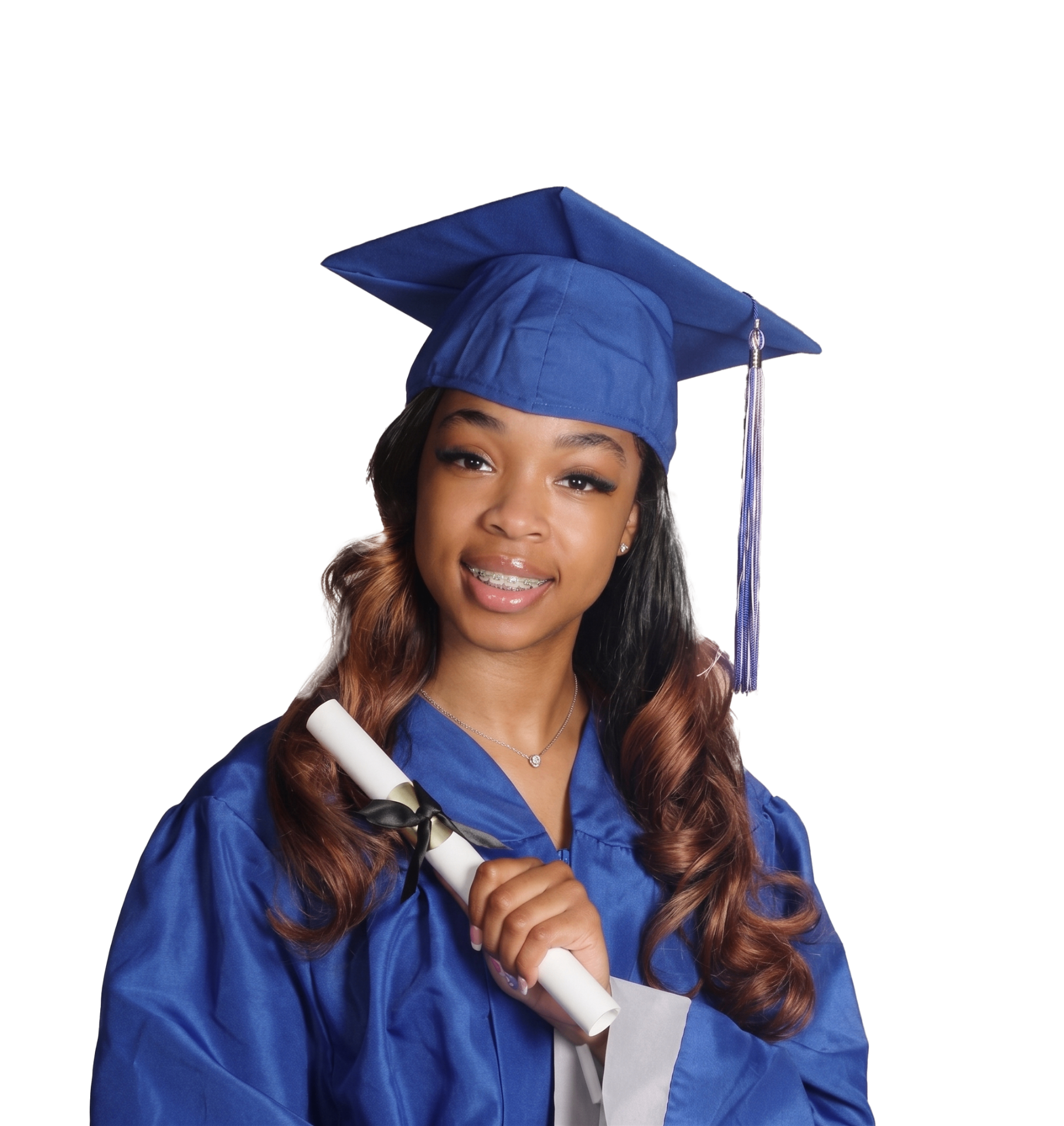 Portrait of Taliyah Miles in graduation cap and gown